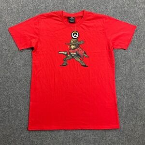 Overwatch Shirt Adults Medium Red McCree Pixel‎ Graphic Casual Cotton Mens NWT